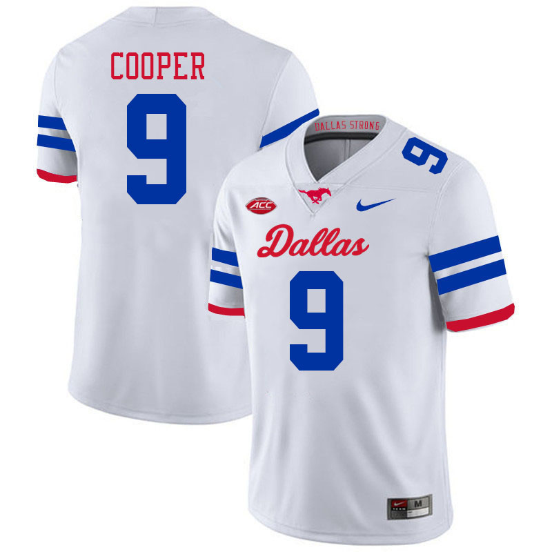 SMU Mustangs #9 Jalen Cooper Jersey College Football Uniforms-Dallas White